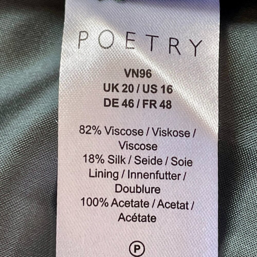 Poetry Silk Velvet Open Front Jacket Drape Collar Charcoal Gray Size 16 Luxury - Picture 7 of 12